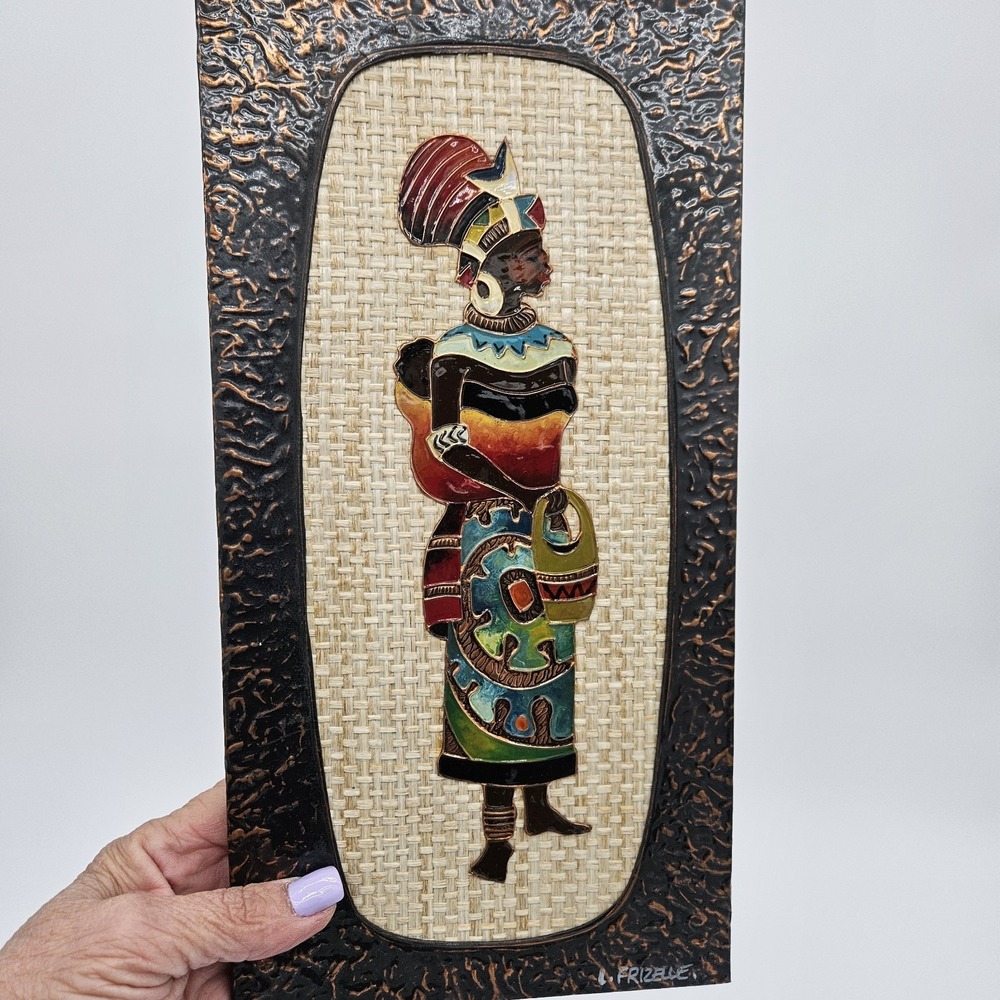 "The Basuto" Signed Original Cloisonne By Lez Frizelle 1960s African Art